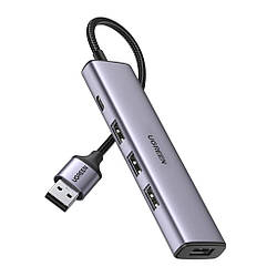 USB-хаб розгалужувач Ugreen HUB USB Type A — 4x USB 3.0 20cm Grey (CM473)