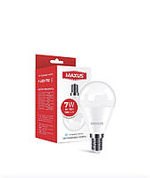 Лампа светодиодная MAXUS G45 7W 4100K 220V E14;1-LED-752