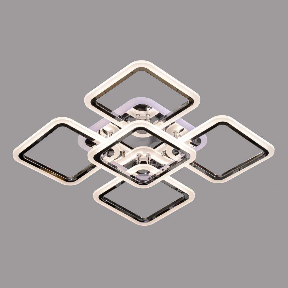 Люстра led стельова з пультом хромові квадрати з кольоровим підсвічуванням, фото 1