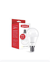 Лампа светодиодная MAXUS G45 7W 3000K 220V E14;1-LED-751