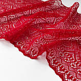Стрейчеве (еластичне) мереживо червоного кольору шириною 23,5 см., фото 4