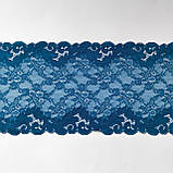 Стрейчеве (еластичне) мереживо кольору морської хвилі – синьо-зелене, шириною 22 см., фото 7