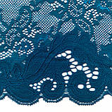 Стрейчеве (еластичне) мереживо кольору морської хвилі – синьо-зелене, шириною 22 см., фото 6