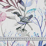 Тканина для штор із візерунком птахів і квітів Примавера Жовтий, фото 3