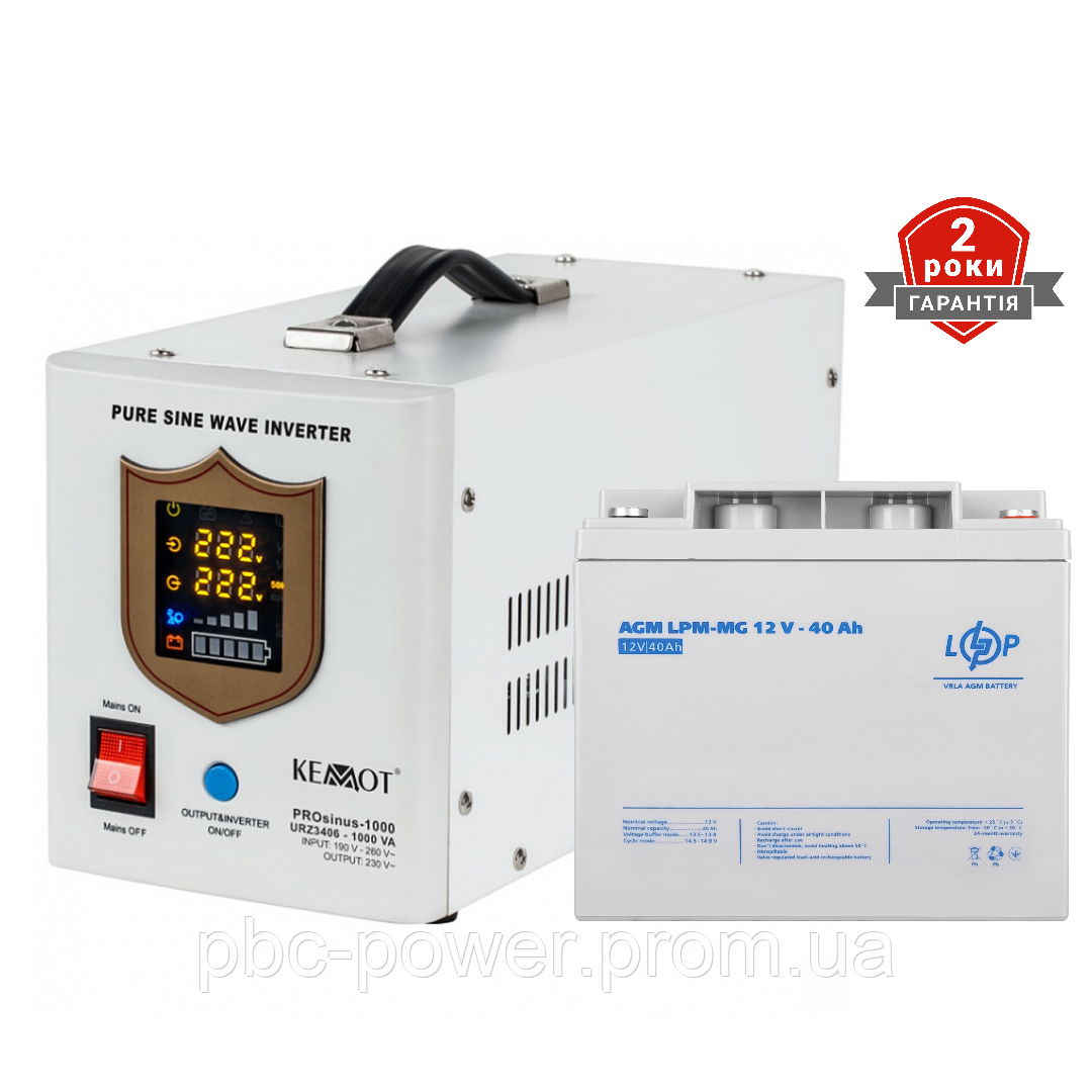 Комплект резервного питания ИБП KEMOT PROsinus-1000 12V 1000VA/700W ...