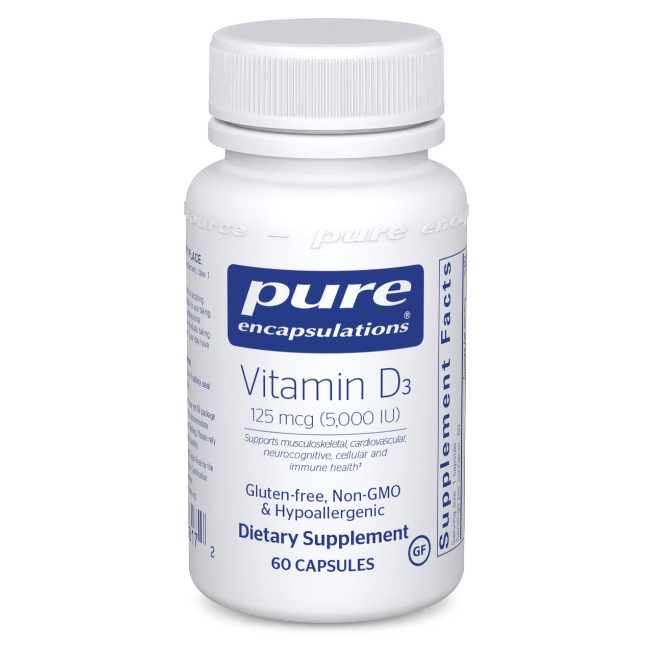 Вітамін D3 5000 МО, Vitamin D3 5000, Pure Encapsulations, 60 капсул BX101