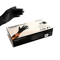 Перчатки нитриловые неопудренные (плотные) Ceros black PLUS размер М 100 шт (50 пар) черные