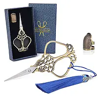 Подарунковий набір Ножиці для шиття + Наперсток Premium SHK50-G. Ножиці для вишивання, рукоділля, дому, кройки