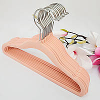 Плічка вішалки тремпелі для дитячого одягу флоковані (оксамитові, велюрові) рожеві, 30 см, 5 шт