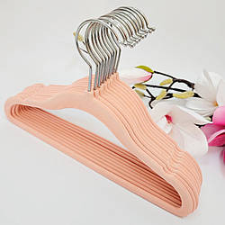 Плічка вішалки тремпелі для дитячого одягу флоковані (оксамитові, велюрові) рожеві, 30 см, 5 шт