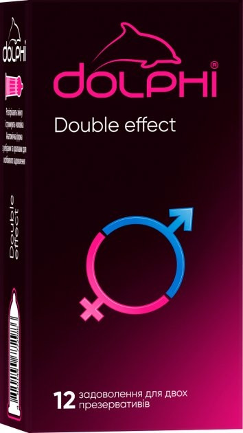 Презервативи DOLPHI Долфі DOUBLE EFFECT СОГРІВНІ + LONG LOVE (пролонгувальні) - 2 в 1..PREMIUM!!!12 штук