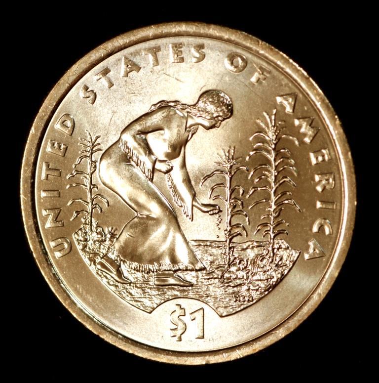 Монета США 1 долар 2009 р. Сакагавея. Корінні американці. Три сестри. Гарбуз. Кукурудза. Боби. Індіанка
