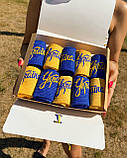 Подарувальний бокс летючих шкарпеток з українською символікою 10 шт 36-40 р жовто-синій, фото 2