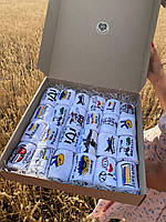 Великий подарунковий бокс жіночих патріотичних шкарпеток на 28 пар 36-40