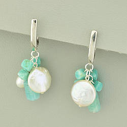 Сережки Амазоніт (родій)