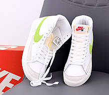 Жіночі Кросівки Nike Blazer High 77 White Green Black / Найк Блейзер 77 Високі Білі із Зеленим, фото 5