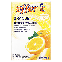 Effer-C суміш для шипучих напоїв з вітаміном С 1000 мг, 30 пакетів Now Foods