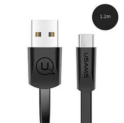 ⇒ Кабель плоский USAMS на 2A (1.2m) USB-A на Micro USB (Black)