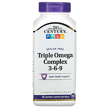 Омега 3-6-9 triple omega, 90 желатинових капсул 21st Century