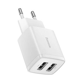 Зарядний пристрій Baseus 2хUSB 10.5W Compact Dual U Charger White CCXJ010202