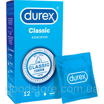 Презервативи Durex Classic латексні із силіконовим мастилом (класичні) 12 шт (5010232954243)