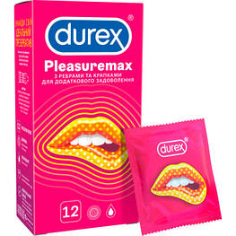 Презервативи Durex Pleasuremax із силіконовим мастилом із ребрами та точками 12 шт. (5038483204016)