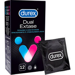 Презервативи Durex Dual Extase рельєфні з аестетиком 12 шт. (5052197053432)