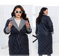 Пальто женское демисезонное стеганное, удлиненное, батал 2428 | размер  46 по 68