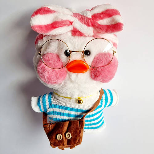 Мягкая игрушка Уточка в очках Лалафанфан белая, 30 см (ID#1759819207 ...