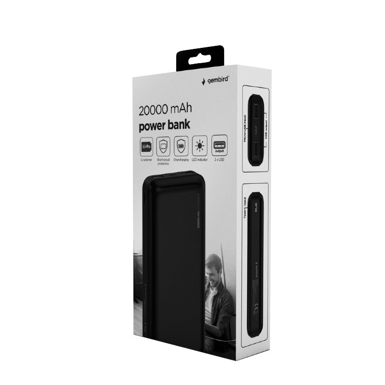 PowerBank Gembird на 20 000 мА·год (Повербанк)