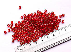 Бісер великий № 6/0 3.5-4 мм. Китай. 15 грам. Червоний блискучий