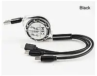 Шнур для зарядки 3в1 MicroUSB Type-C Lightning, кабель для зарядки телефона 3в1 черный