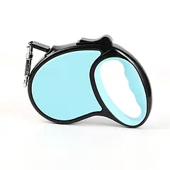 Рулетка стрічкова для собак до 33 кг., посилена 5 м, Блакитна