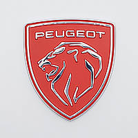 Эмблема логотип Peugeot (хром+красный)