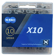 Ланцюг KMC X10 Silver/Black 1/2 X 11/128, 114, Original 10 швидкостей, із замком