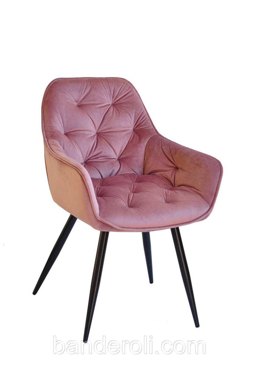 Крісло м'яке Chic велюр Фрез PH-603, на чорних металевих ніжках, фото 1
