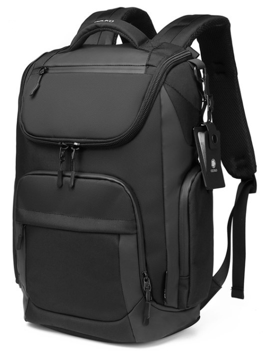 Рюкзак міський Ozuko 9409 USB-роз'єм дорожній вологостійкий для ноутбука 15,6 колір чорний 30л