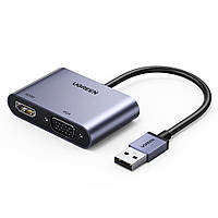 Конвертер переходник Ugreen USB 3.0 To HDMI / VGA с USB кабелем Grey (CM449)