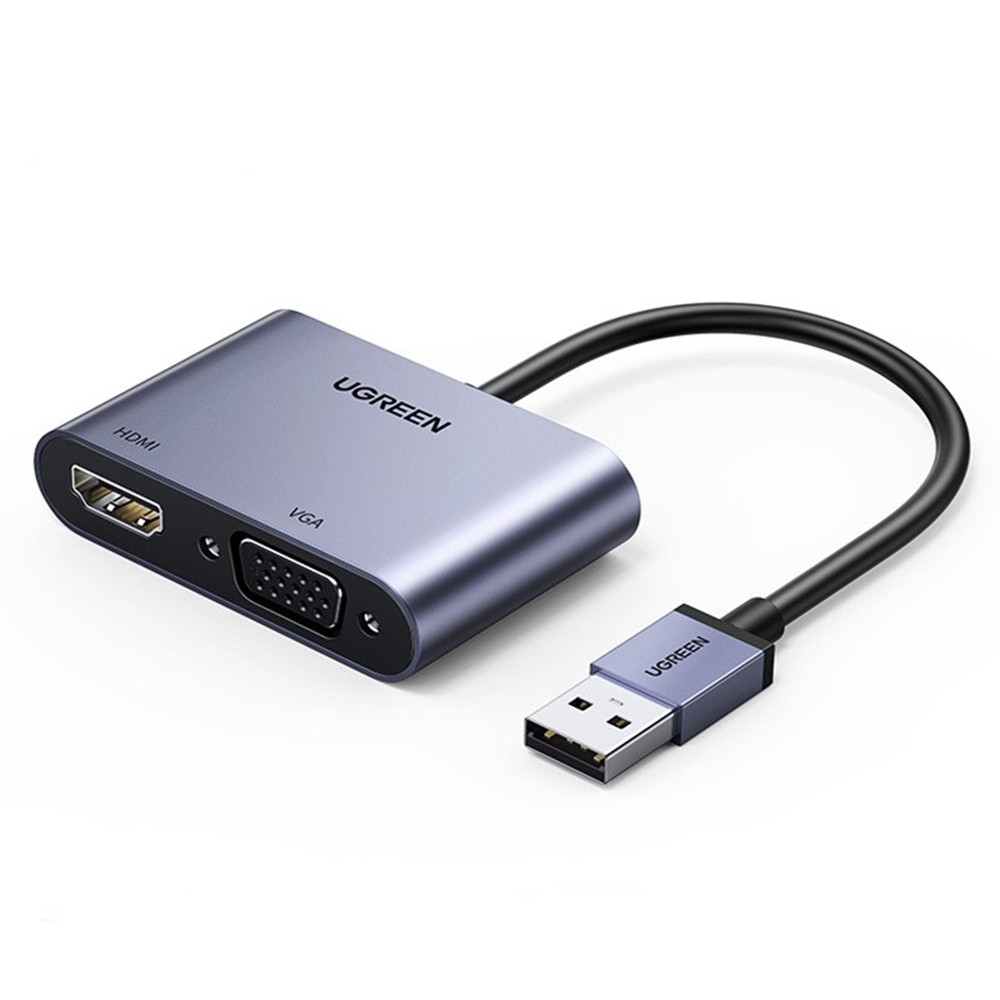 Конвертер переходник Ugreen USB 3.0 To HDMI / VGA с USB кабелем Grey ...