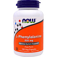 Фенилаланин, аминокислота, L-Phenylalanine, Now Foods, 500 мг, 120 капсул