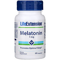 Мелатонин, Melatonin, Life Extension, 1 мг, 60 капсул