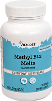 Витамин B12, Vitacost, Methyl B-12 Melts Cherry, 5000 мкг, 60 леденцев
