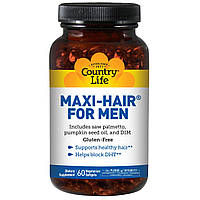 Комплекс витаминов для здоровья волос у мужчин, 60 капсул, Country Life, Maxi Hair for Men