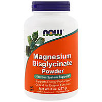 Магний бисглицинат, Magnesium Bisglycinate, Now Foods, 227 г.