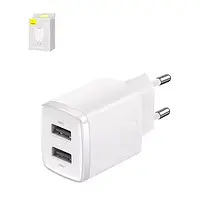 Зарядное устройство СЗУ Baseus Compact Charger 2U 10.5W White (CCCP10UC)