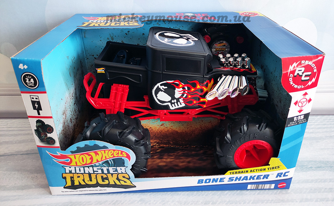 Хот Вілс Монстр Трак Бон Шейкер машина позашляховик на керуванні Hot Wheels RC Monster Trucks 1:15 Scale Bone Shaker HGV92