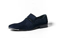 Мужские замшевые туфли, синие 44 размер на стопу 29,2 см(BRT)