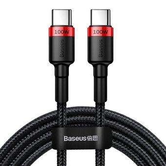 Кабель зарядный Baseus Cafule Type-C to Type-C 5A QC3.0 PD 2.0 2 м Black/Red (CATKLF-FL91), фото 1