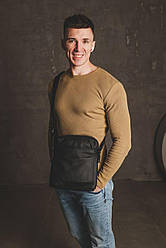 Сумка месенджер через плече, сумка з натуральної шкіри чоловіча