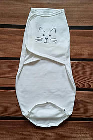 Європелюшка - кокон для новонароджених на липучці з кнопками зріст 56 - 62 см (0 - 3 місяці) футер BST Молочний